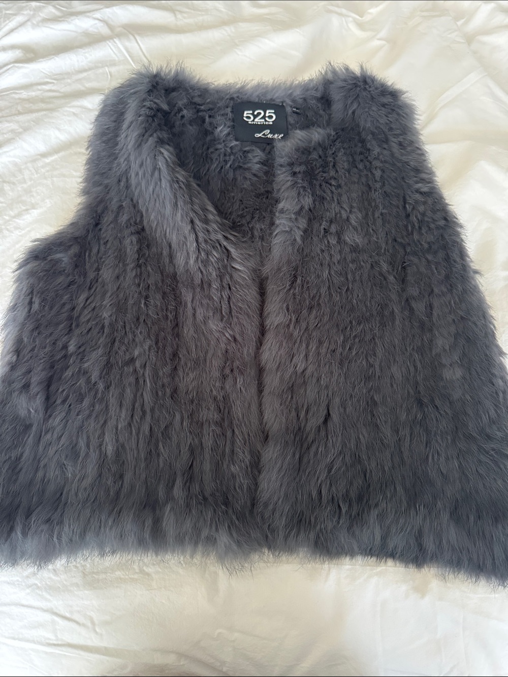 525 America Gray  Fur Open-Front Vest